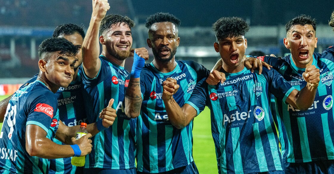 ഗോൾനേട്ടം ആഘോഷിക്കുന്ന കാലിക്കറ്റ് എഫ്സി താരങ്ങൾ