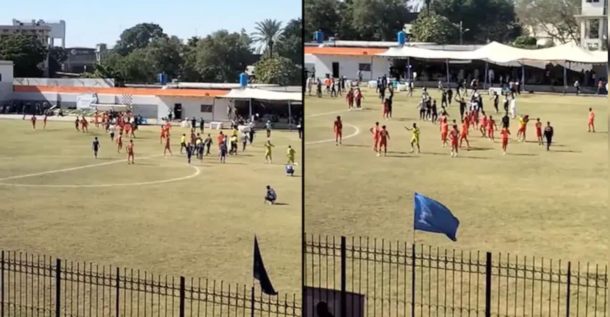 ഫുട്ബോൾ മത്സരത്തിൽ ജയിച്ച് പാക്കിസ്ഥാൻ ആർമി; പിന്നാലെ പൊരിഞ്ഞ അടി, ഇടി, ചവിട്ട്; റഫറിയെ ഡ്രസിങ് റൂമിൽ കയറ്റി മർദിച്ചു– വിഡിയോ