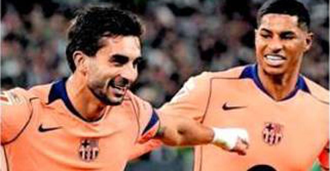 ബാർസിലോനയ്ക്കായി ഹാട്രിക് നേടിയ ഫെറാൻ ടോറസിന്റെ (ഇടത്) ആഹ്ലാദപ്രകടനം.