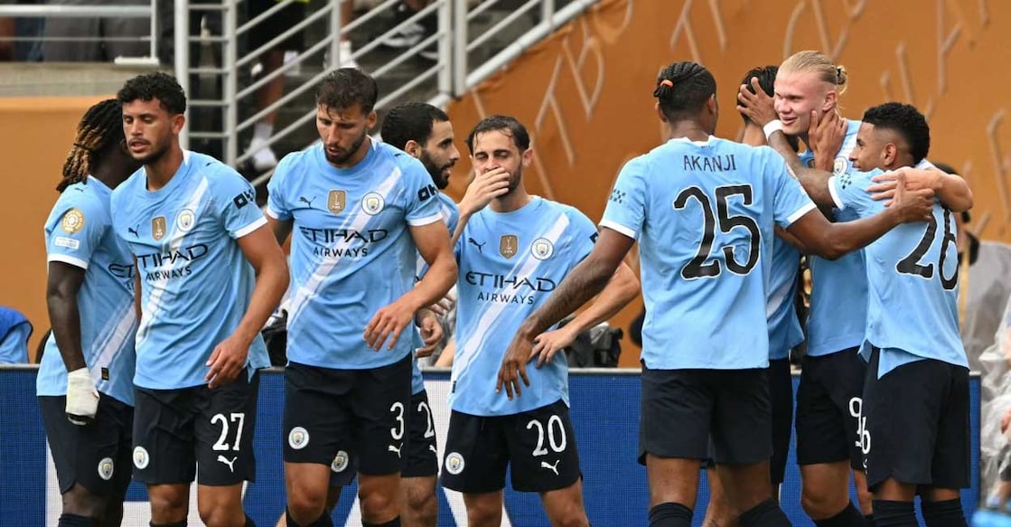manchester-city ഗോൾ നേട്ടം ആഘോഷിക്കുന്ന മാഞ്ചസ്റ്റർ സിറ്റി താരങ്ങൾ. Photo: PATRICIA DE MELO MOREIRA / AFP