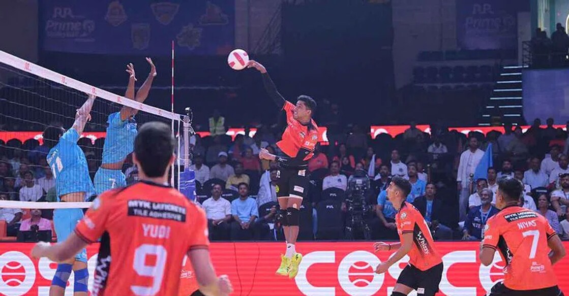  പ്രൈം വോളിബോൾ ലീഗിൽ ഹൈദരാബാദ്– ഗോവ മത്സരത്തിൽനിന്ന് (Photo Arranged)