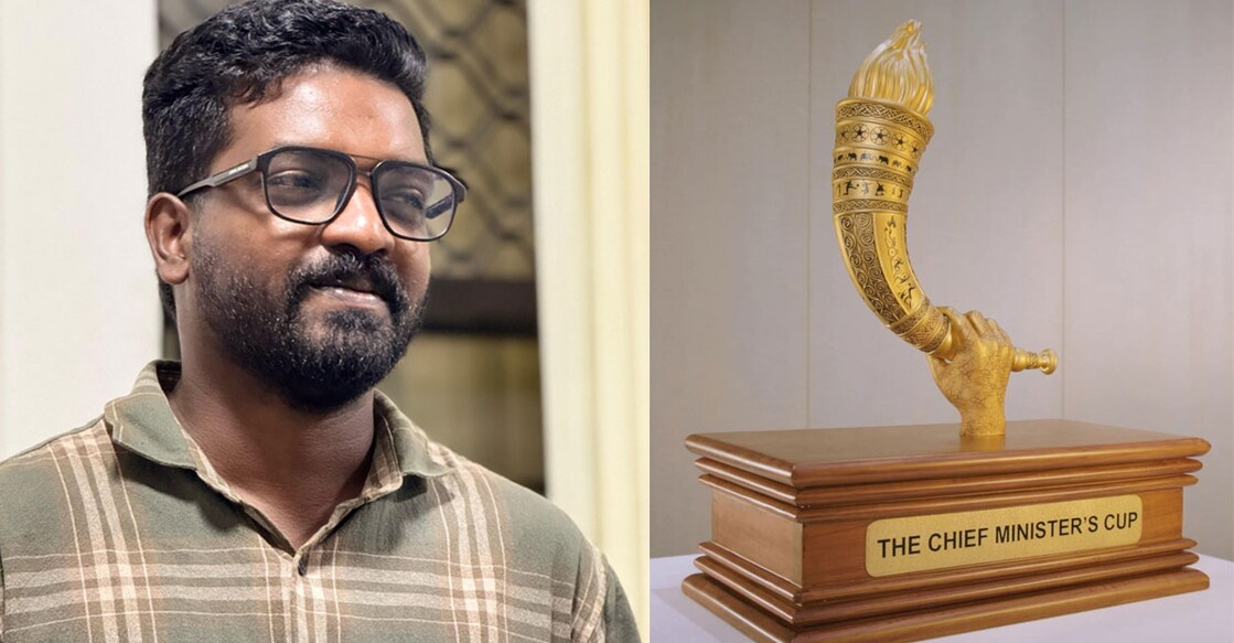  അഖിലേഷ് അശോകൻ (ഇടത്), കായികമേള ജേതാക്കൾക്കു സമ്മാനിക്കുന്ന സ്വർണക്കപ്പ് (വലത്)