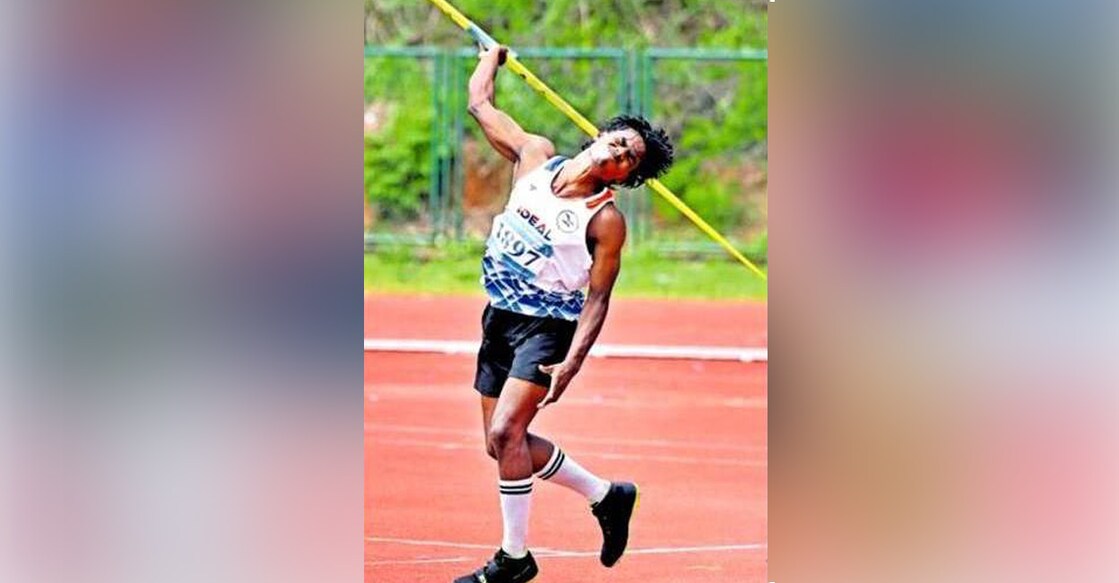 സീനിയർ ആൺ ജാവലിൻ ത്രോയിൽ സ്വർണം നേടുന്ന മലപ്പുറം കടകശ്ശേരി ഐഡിയൽ എച്ച്എസ്എസിലെ സുനീഷ്.