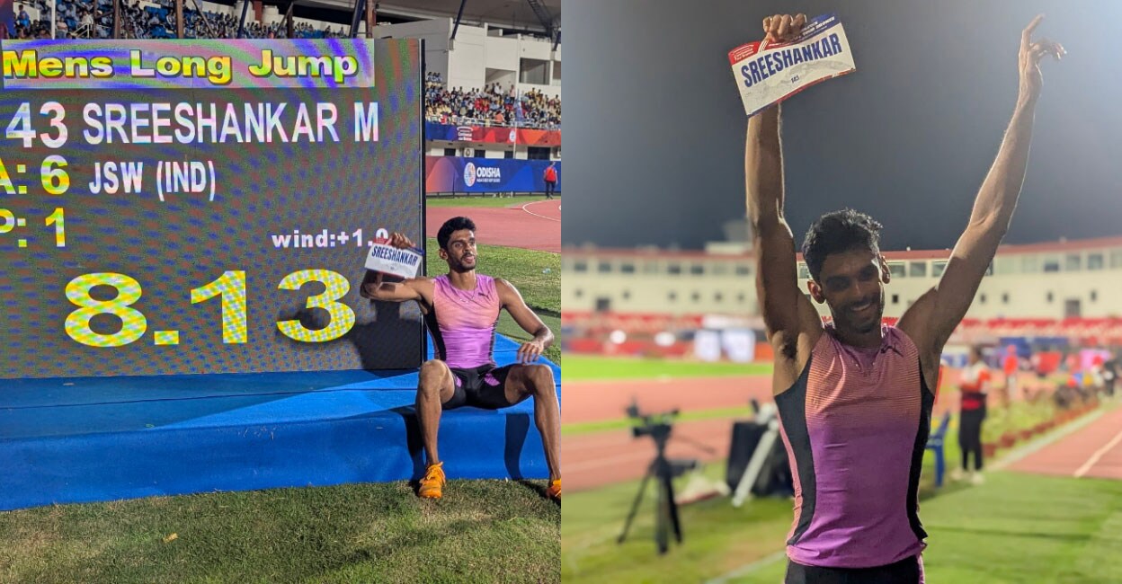 8.13 മീറ്റർ ചാടി ശ്രീശങ്കർ,ഭുവനേശ്വറില്‍ സ്വർണം; തിരിച്ചുവരവിൽ തുടർച്ചയായ നാലാം തവണയും ഒന്നാമൻ