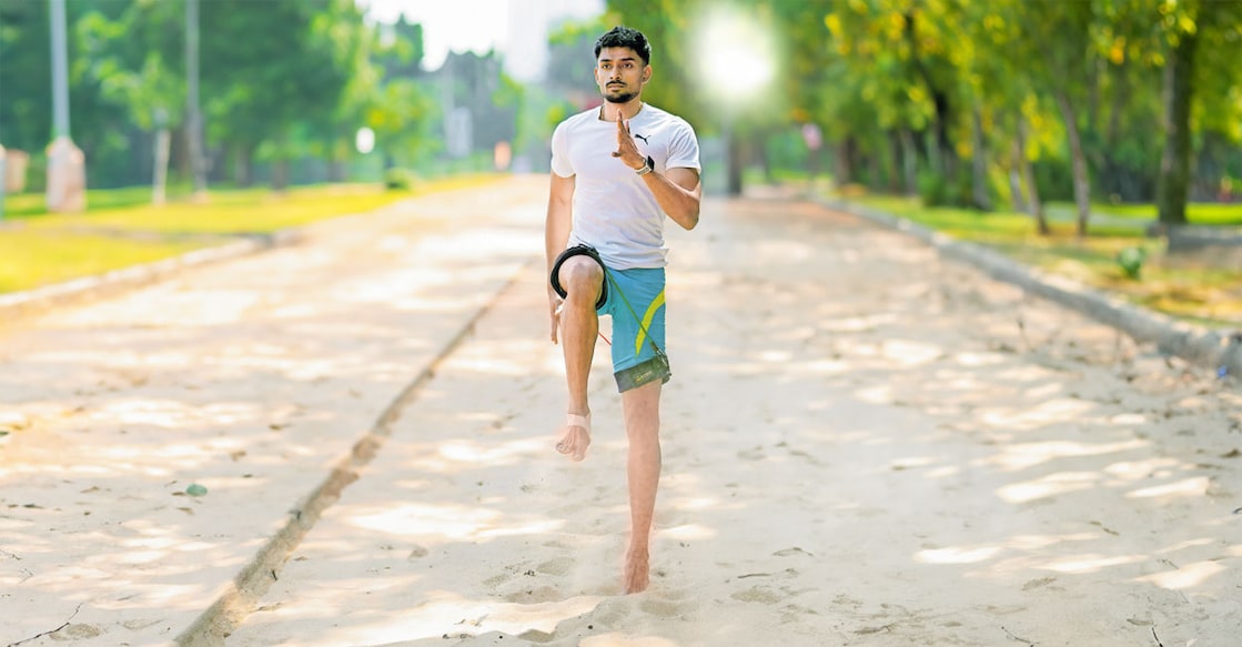 എൽദോസ് പോൾ ബെംഗളൂരുവിൽ പരിശീലനത്തിനിടെ. 