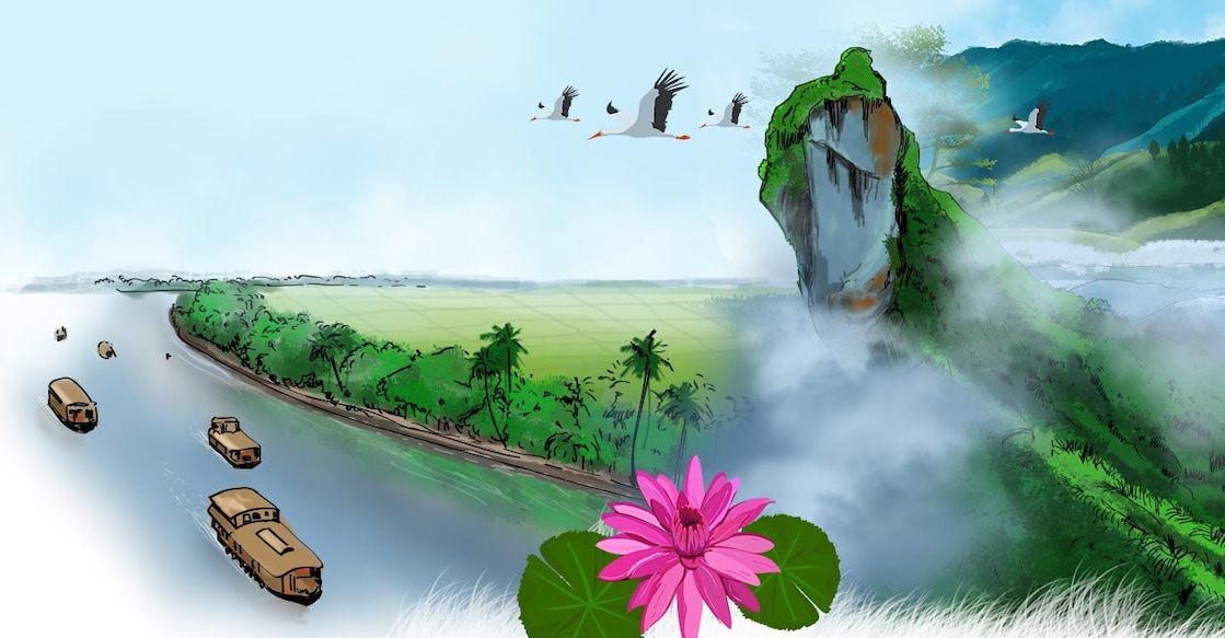 kottayam-travel-info-main ദൈവത്തിന്റെ സ്വന്തം നാടു കാണാൻ കൊച്ചിയിൽ വന്നിറങ്ങുന്നവർ അവിടെനിന്നു സ്പീഡ് ബോട്ടിൽ കുമരകത്തേക്കാണ് വന്നിറങ്ങുന്നത്, വെൽക്കം ടു കോട്ടയം. ഗ്രാഫിക്സ്: ജെയ്ൻ ഡേവിഡ്