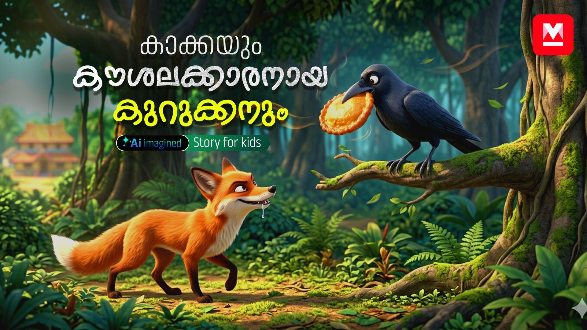 കാക്കയും കൗശലക്കാരനായ കുറുക്കനും | MKid | The Crow and the Cunning Fox