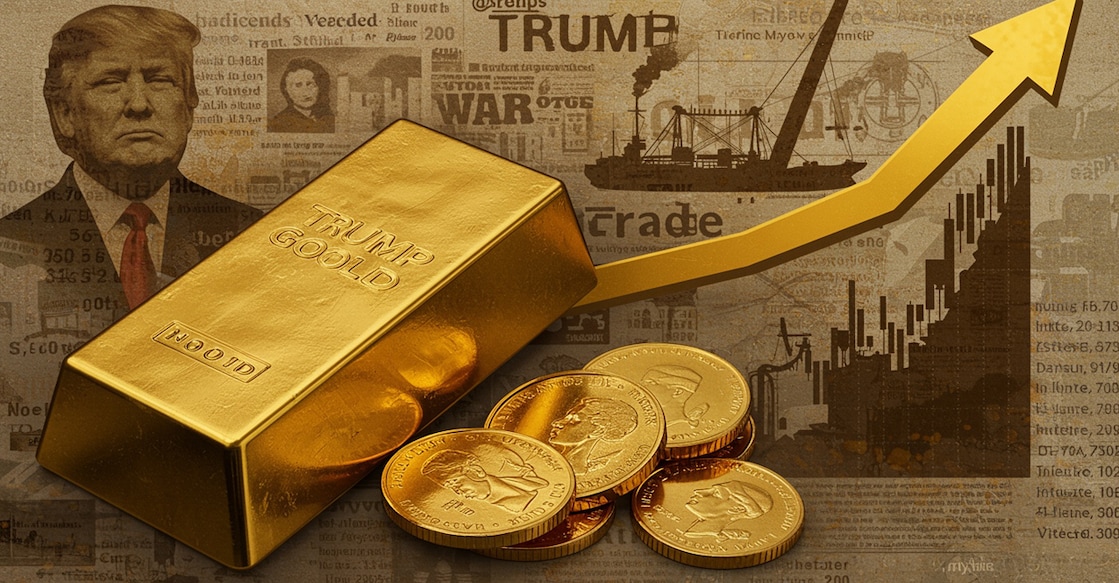 2604116535 I would like a 970x200px image for my article called "trump trade war and gold". What type of image can you create for the hero image