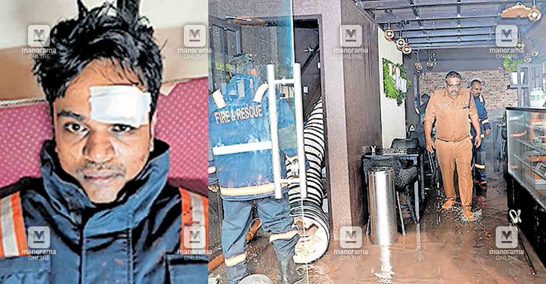 അമർജിത്, 2)ആലപ്പുഴ ഇരുമ്പ് പാലത്തിനു സമീപം ബേക്കറിയിൽ പടർന്ന തീ അണയ്ക്കുന്ന അഗ്നിരക്ഷാസേനാംഗങ്ങൾ. 