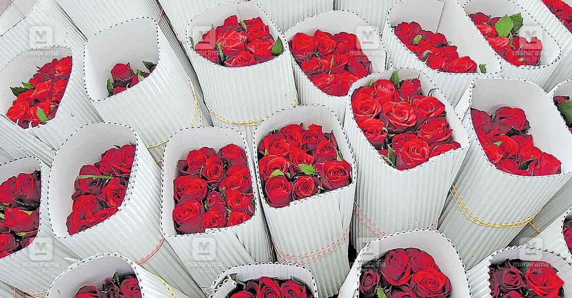 valantance-day-rose ബെംഗളൂരു വിമാനത്താവളത്തിൽ കയറ്റുമതി ചെയ്യാൻ എത്തിച്ച റോസാപ്പൂക്കൾ.