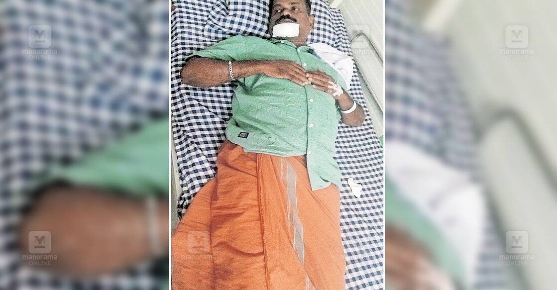 കാട്ടാന ആക്രമണത്തിൽ പരുക്കേറ്റ മനോജ് ആശുപത്രിയിൽ.  
