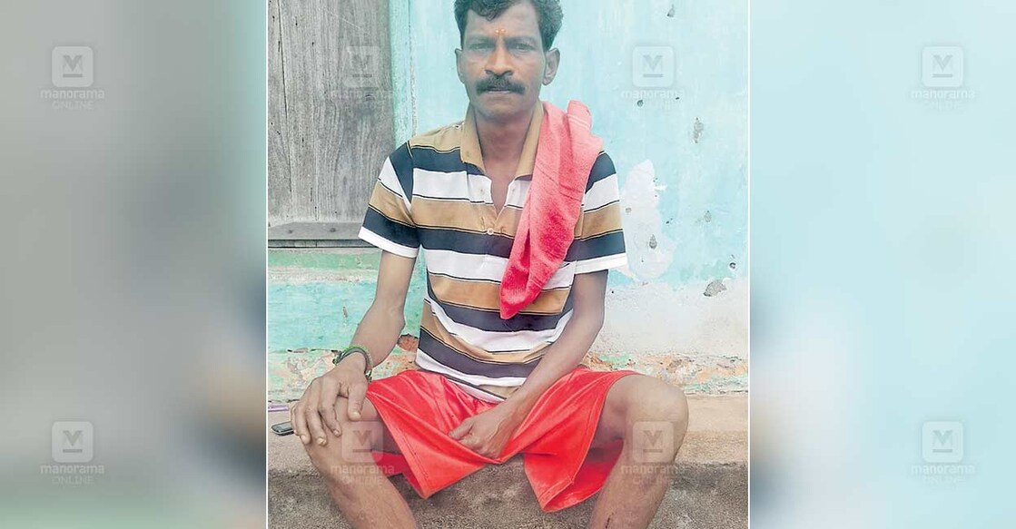 പുള്ളിപ്പുലിയുടെ 
മുന്നിൽനിന്ന് ഓടി രക്ഷപ്പെടാൻ ശ്രമിക്കുന്നതിനിടെ 
വീണു പരുക്കേറ്റ 
ഗോപാലകൃഷ്ണൻ.