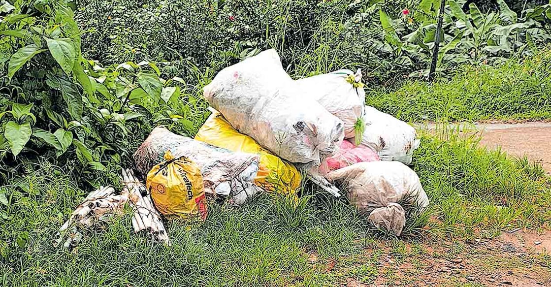 E-WASTE പെരുമ്പിള്ളിച്ചിറ മഠത്തിക്കണ്ടം റോഡരികിൽ കൂട്ടിയിട്ടിരിക്കുന്ന ട്യൂബ് ലൈറ്റ് ഉൾപ്പെടെയുള്ള മാലിന്യം.