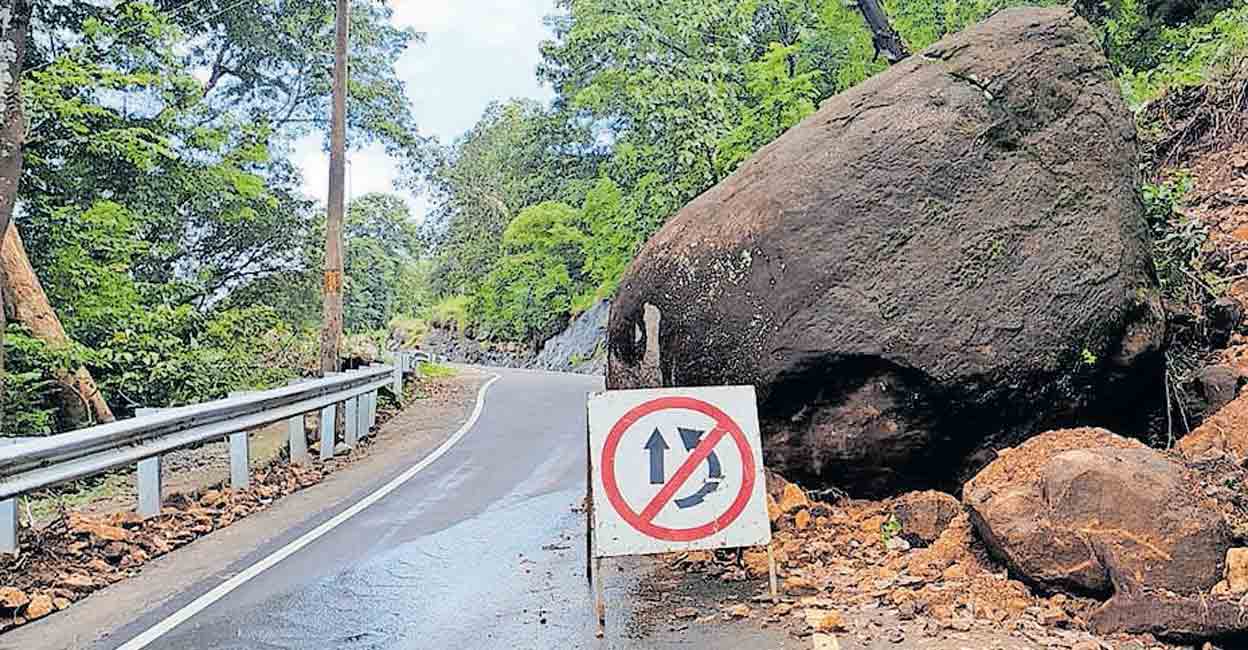 Precariously perched: Giant boulder on Idukki road awaiting action for over a month