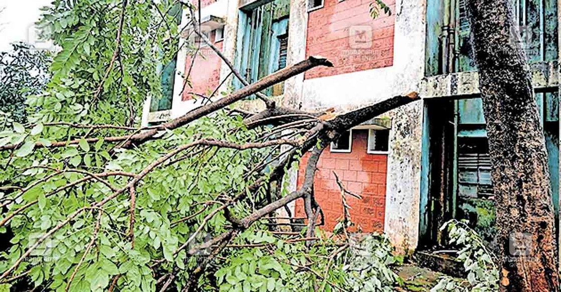 പെരിങ്ങോം സിആർപിഎഫ് ക്യാംപിൽ മരം വീണ് തകർന്ന കെട്ടിടങ്ങളിലൊന്ന്.  