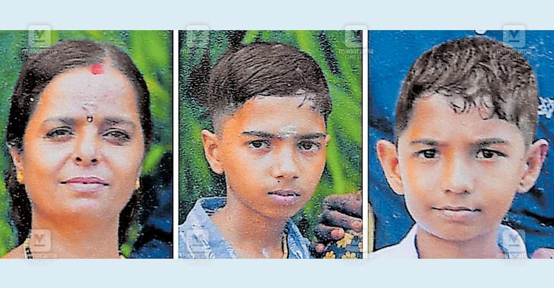 കിണറ്റിൽ മരിച്ചനിലയിൽ കണ്ടെത്തിയ ഭാമ, 
മക്കളായ ശിവനന്ദ്, അശ്വന്ത്.  