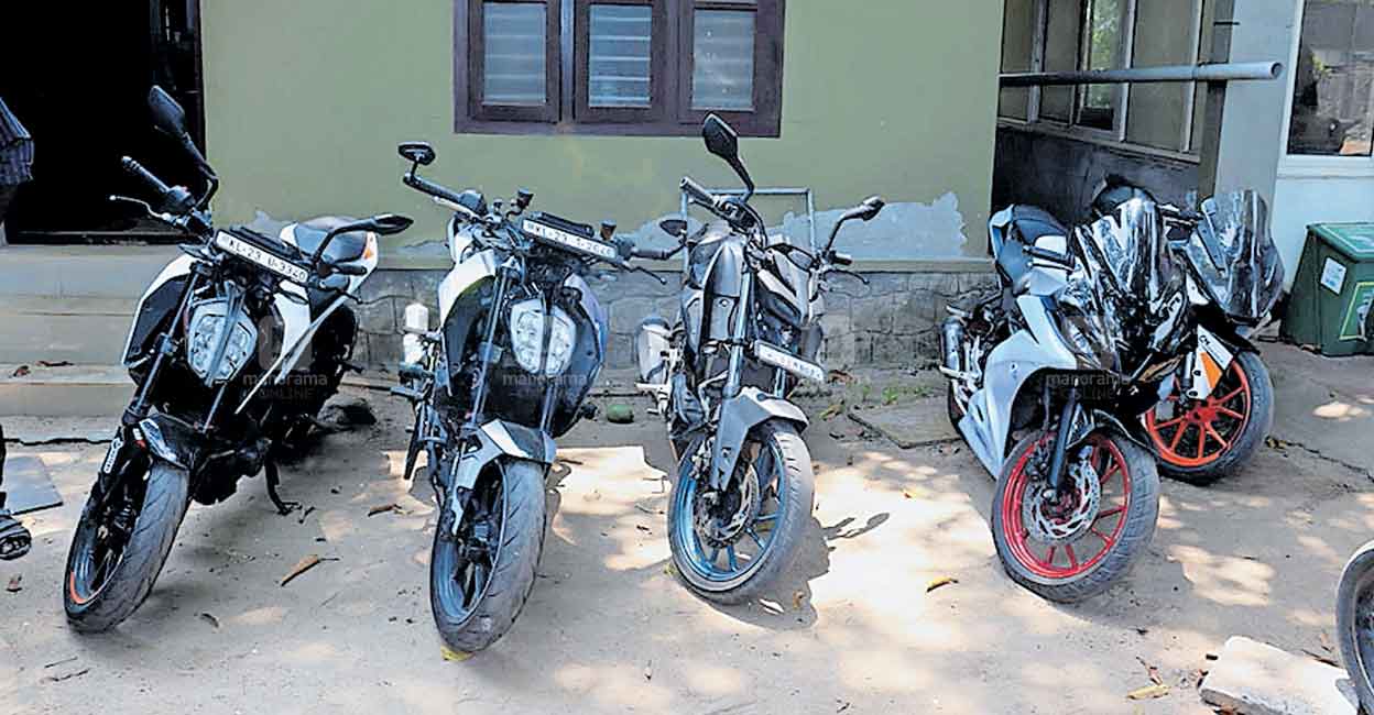 അമിതവേഗം, അഭ്യാസം 5 ബൈക്കുകൾ പിടിച്ചെടുത്തു; 66,000 രൂപ പിഴ