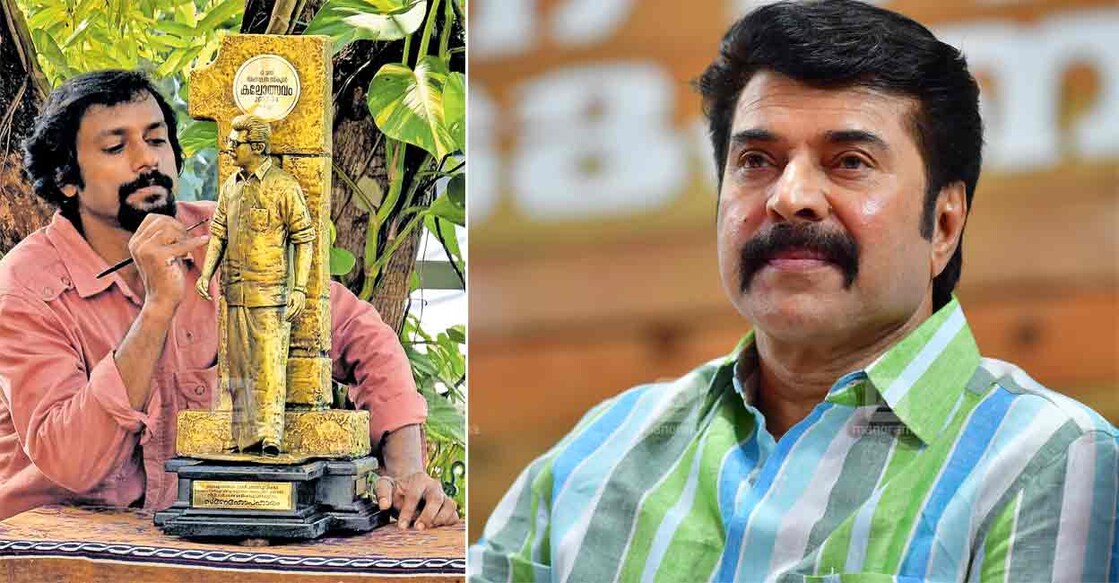 ഉണ്ണി കാനായി ശിൽപനിർമാണത്തിൽ.