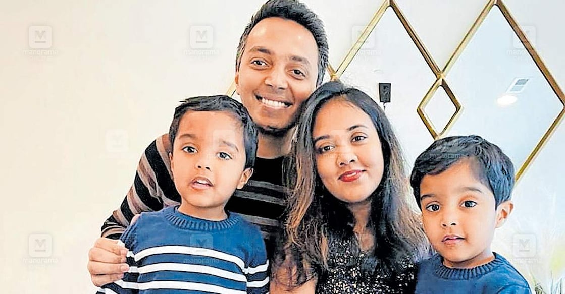 kollam-death-case കലിഫോർണിയയിൽ മരിച്ച നിലയിൽ കണ്ടെത്തിയ ആനന്ദ് സുജിത് ഹെൻറി, ഭാര്യ ആലീസ് പ്രിയങ്ക, ഇരട്ടക്കുട്ടികളായ നോഹ, നെയ്ഥൻ എന്നിവർ