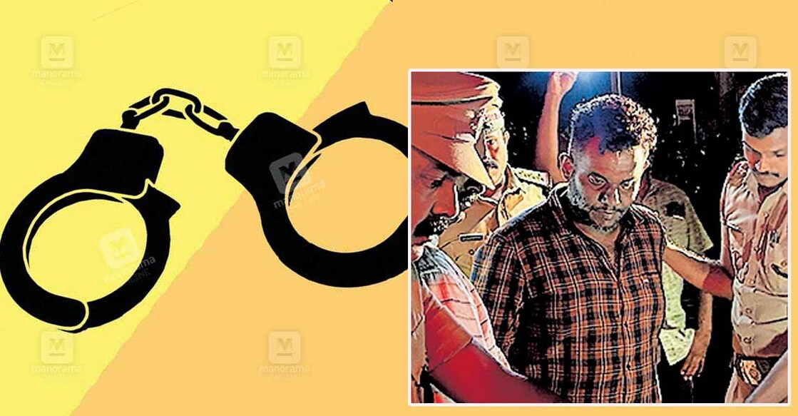 ഷിജുവിനെ പൊലീസ് പിടികൂടിയപ്പോൾ.  