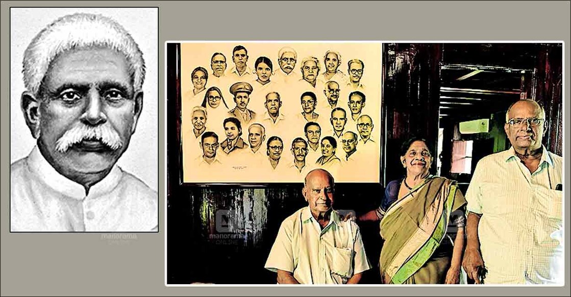 kottayam-domanic-thomman കരിപ്പാപ്പറമ്പിൽ ഡൊമിനിക് തൊമ്മന്റെ കുടുംബചിത്രത്തിനടുത്ത്, ഇപ്പോൾ ജീവിച്ചിരിക്കുന്ന മക്കളായ ജോൺ ഡൊമിനിക്, ആനിമ്മ ജോർജ് പുളിക്കൽ, ഹാനിബോൾ ഡൊമിനിക് എന്നിവർ.
ചിത്രം: മനോരമ