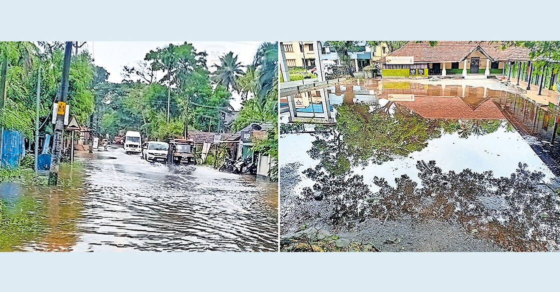 1. കോട്ടയം – കുമരകം റോഡിന്റെ ആമ്പക്കുഴി ഭാഗത്ത് വെള്ളം കയറിയപ്പോൾ. 2. കുമരകം പഞ്ചായത്ത് ഓഫിസിനു സമീപം ഗവ. യുപി സ്കൂൾ മൈതാനത്തെ വെള്ളക്കെട്ട്.