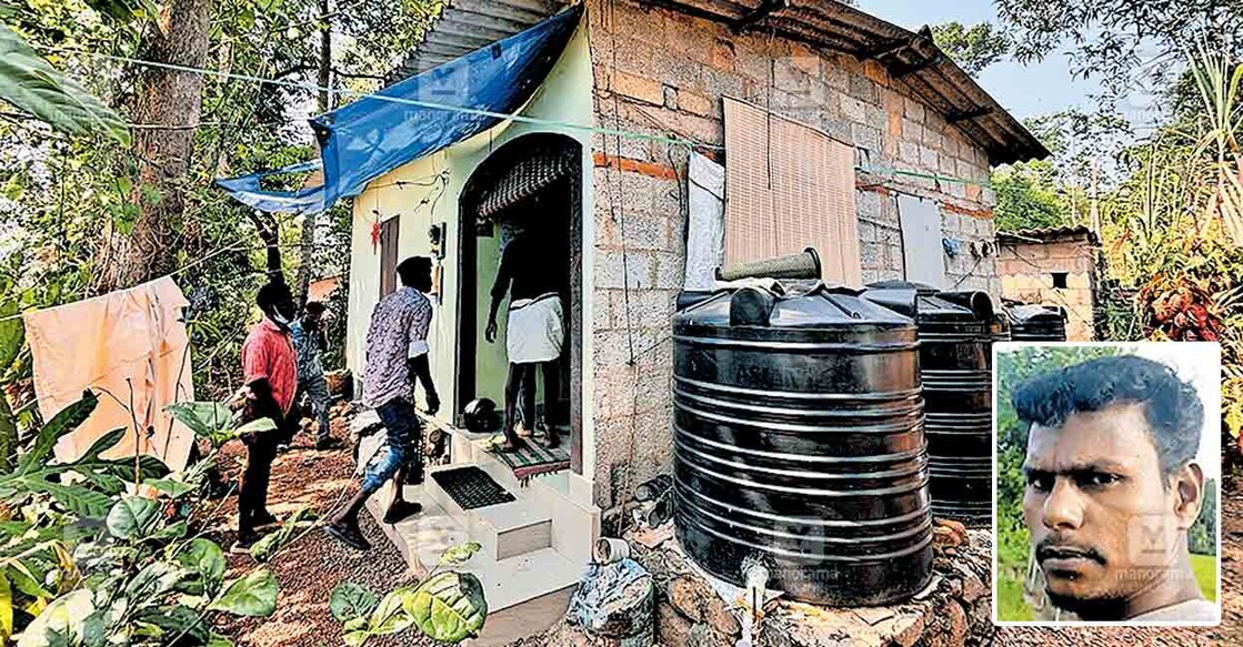 റെജി ഏബ്രഹാമിന്റെ കൊല്ലാട് മലമേൽക്കാവ് പുത്തൻപറമ്പിൽ വീട്. ഈ വീട്ടിലാണ് ജപ്തി നോട്ടിസ് പതിച്ചത്. ചിത്രം: മനോരമ  
ഇൻസെറ്റിൽ റെജി 
ഏബ്രഹാം  