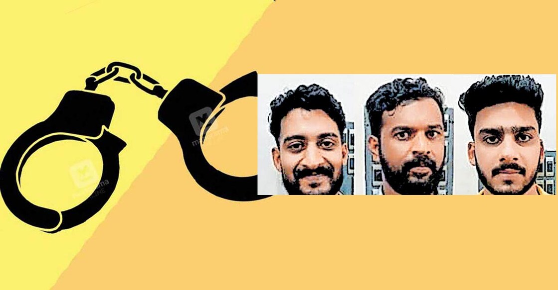 അറസ്റ്റിലായ ഇർഷാദ്, അജിസിൽ, മഷൂദ്.  