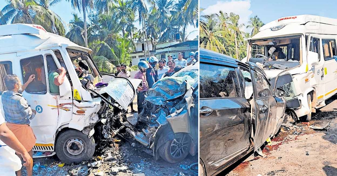 ns2-2-1-vadakara-mooradu-bridge-accident 1) ട്രാവലറിൽ കുടുങ്ങിയവരെ രക്ഷിക്കാനുള്ള ശ്രമം. 2) മൂരാട് പാലത്തിൽ കാറും ട്രാവലറും കൂട്ടിയിടിച്ച് ഉണ്ടായ അപകടം.