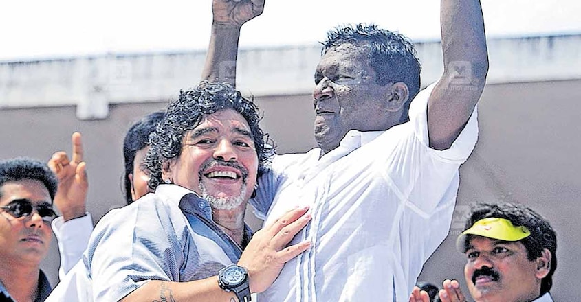 IM Vijayan with Maradona.  
