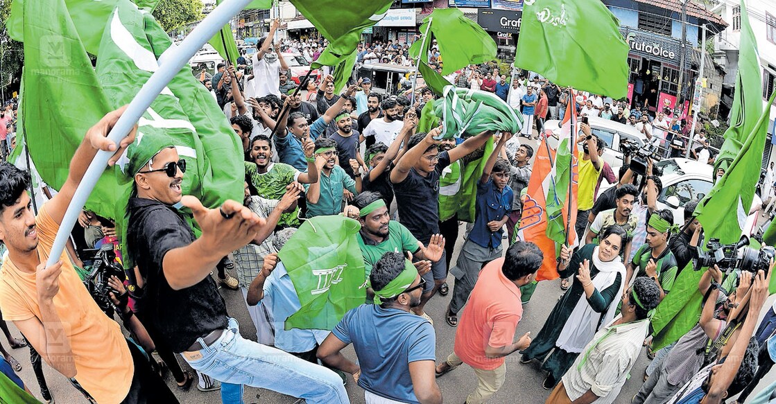 മലപ്പുറത്ത് നടന്ന യുഡിഎഫ് വിജയാഘോഷം. 