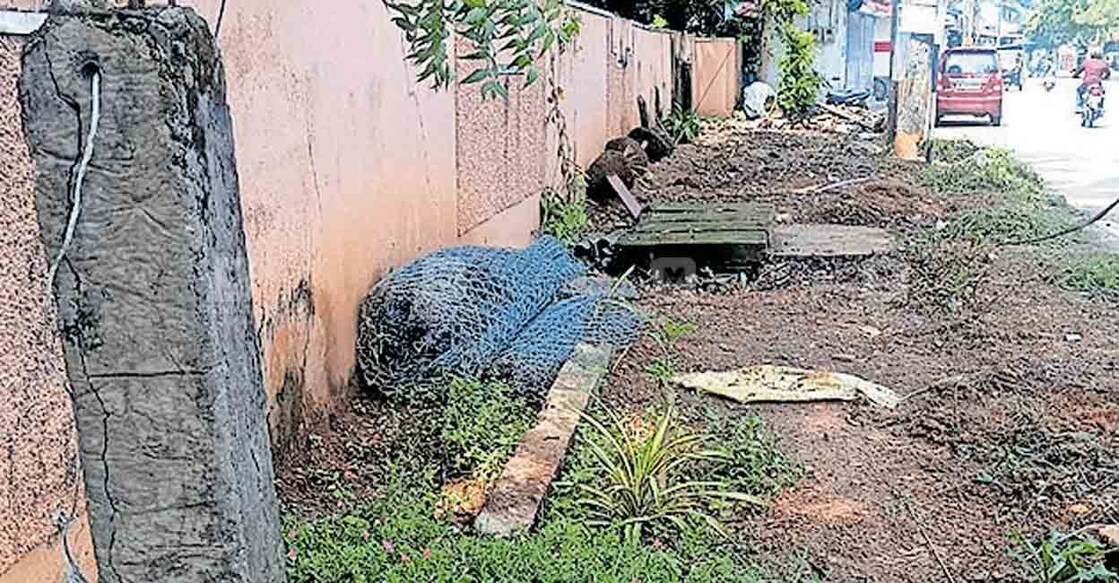 വെണ്ണക്കര റോഡരികിൽ നഗരസഭ ഒരുക്കിയ പൂന്തോട്ടം നശിപ്പിച്ച നിലയിൽ