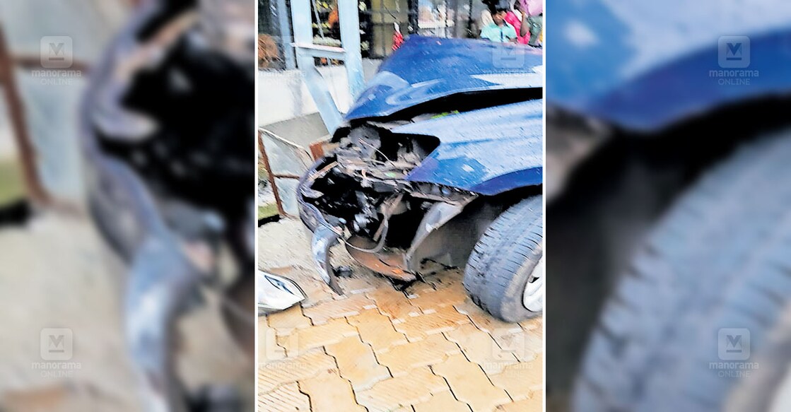 ns4-koduman-car-accident ഏഴംകുളം–കൈപ്പട്ടൂർ റോഡിൽ രണ്ടാംകുറ്റി ഭാഗത്ത് കാർ വൈദ്യുതി തൂണിലിടിച്ചുണ്ടായ അപകടം.