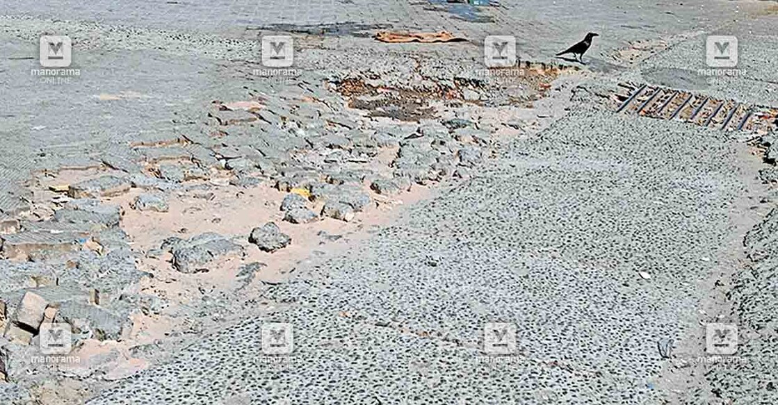 1-ranni-road ഇട്ടിയപ്പാറ സ്വകാര്യ ബസ് സ്റ്റാൻഡിലെ യാഡ് തകർന്നു കിടക്കുന്നു. ഇവിടെയാണ് ഇന്നലെ അപകടം നടന്നത്.