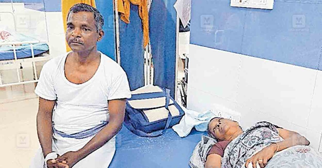 തെരുവുനായയുടെ കടിയേറ്റ കൃഷി മന്ത്രിയുടെ ഡ്രൈവർ എം.ജി.ശശിയും ഭാര്യാമാതാവ് ഭാരതിയും അടൂർ ജനറൽ ആശുപത്രിയിൽ.  
