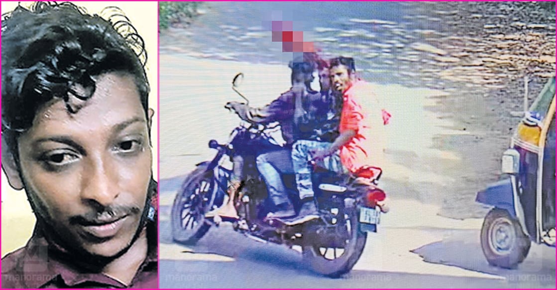 trivandrum-sudheesh 1- വെട്ടേറ്റു മരിച്ച സുധീഷ് 2- ബൈക്കിലും ഓട്ടോറിക്ഷയിലുമായി മടങ്ങുന്ന പ്രതികൾ സുധീഷിന്റെ വെട്ടിയെടുത്ത കാലിന്റെ ഭാഗം റോഡിലേക്ക് വലിച്ചെറിയുന്നു. സിസിടിവി ദൃശ്യത്തിൽ നിന്ന്.