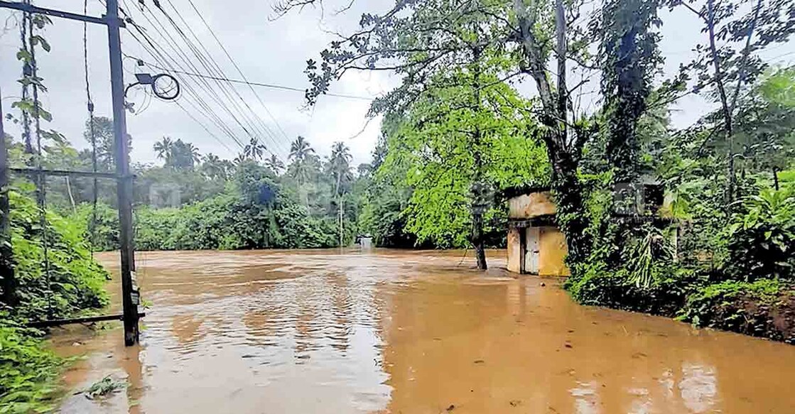 thiruvananthapuram-vamanapuram-river ശക്തമായ വാമനപുരം നദിയിലെ സൂര്യകാന്തി പാലം കവിഞ്ഞു വെള്ളം ഒഴുകിയപ്പോൾ.