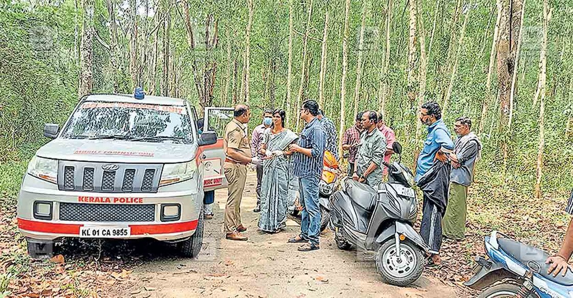 പാലോട് കരിമൺകോടിനു സമീപം ഭാര്യയെ കൊലപ്പെടുത്താൻ ശ്രമിച്ച സംഭവത്തിൽ  ഫൊറൻസിക് വിഭാഗവും പൊലീസും വനത്തിനുള്ളിലെ സ്ഥലം സന്ദർശിച്ച് തെളിവെടുപ്പു നടത്തുന്നു.  