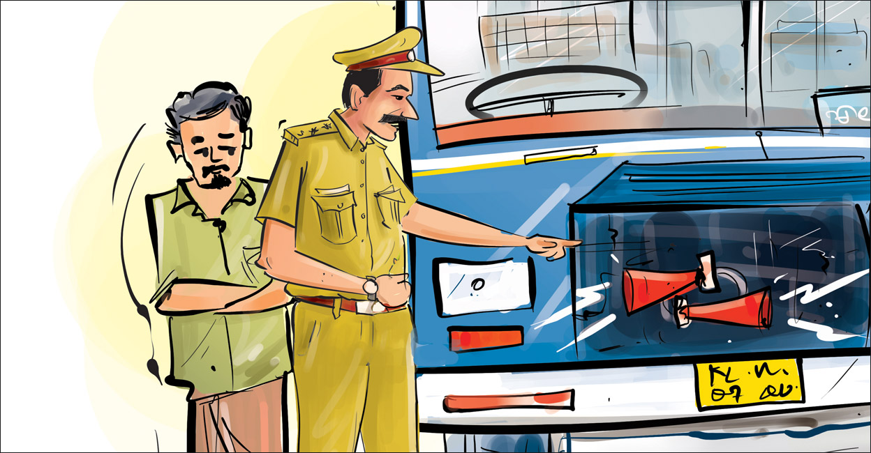 എയർ ഹോൺ തട്ടകത്തമ്മ ബസിന് മൂന്നാമതും പിഴ, ഒരു മാസത്തിനിടെ 6000 രൂപ