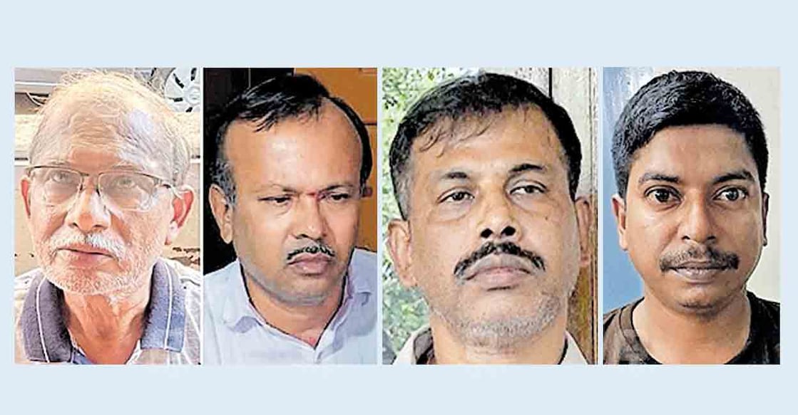 thrissur-fake-docters-arrested അറസ്റ്റിലായ വ്യാജ ഡോക്ടർമാരായ ത്രിദീപ് കുമാർ റോയ്, ദിലീപ് കുമാർ സിക്തർ ,സൗമ്യൻ ഭൗമിക്ക്, ബിശ്വാസ് എന്നിവർ