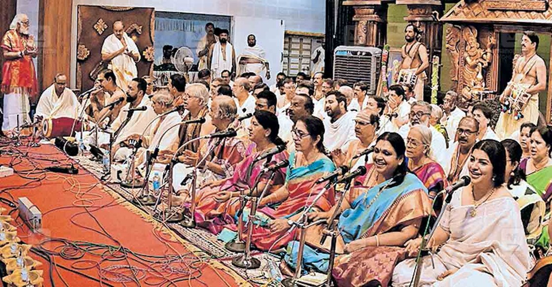 thrissur-chembai-music-festival-part-of-guruvayur-ekadashi ഗുരുവായൂർ ഏകാദശിയുടെ ഭാഗമായി നടക്കുന്ന ചെമ്പൈ സംഗീതോത്സവത്തിൽ നടന്ന പഞ്ചരത്ന കീർത്തനാലാപനം.
