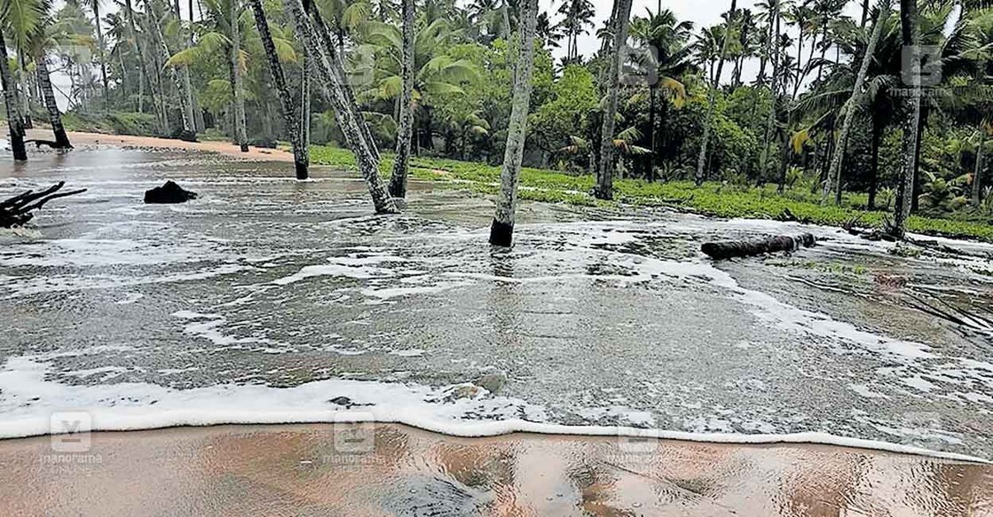 എറിയാട് കടൽ കരയിലേക്ക് ആഞ്ഞടിച്ചപ്പോൾ.  
