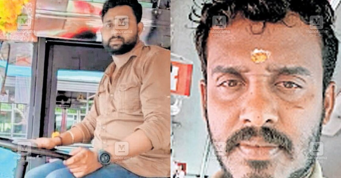 ബസ് ഡ്രൈവർ വിഷ്ണുരാജ്, കണ്ടക്ടര്‍ മുകേഷ്  
