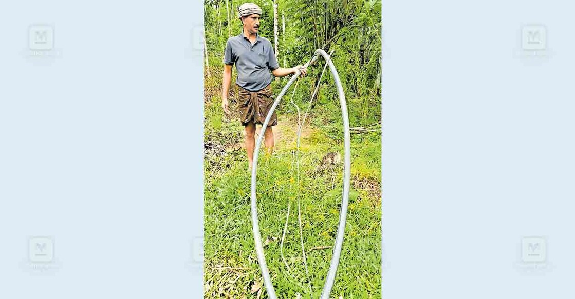 പൂതാടി പഞ്ചായത്തിലെ വണ്ടിക്കടവ് ഏങ്ങപ്പള്ളി മാണിയുടെ കിണറ്റിൽ നിന്ന് വീട്ടിലേക്ക് വെള്ളം എത്തിക്കുന്ന പൈപ്പ് കാട്ടാന നശിപ്പിച്ച നിലയിൽ.  
