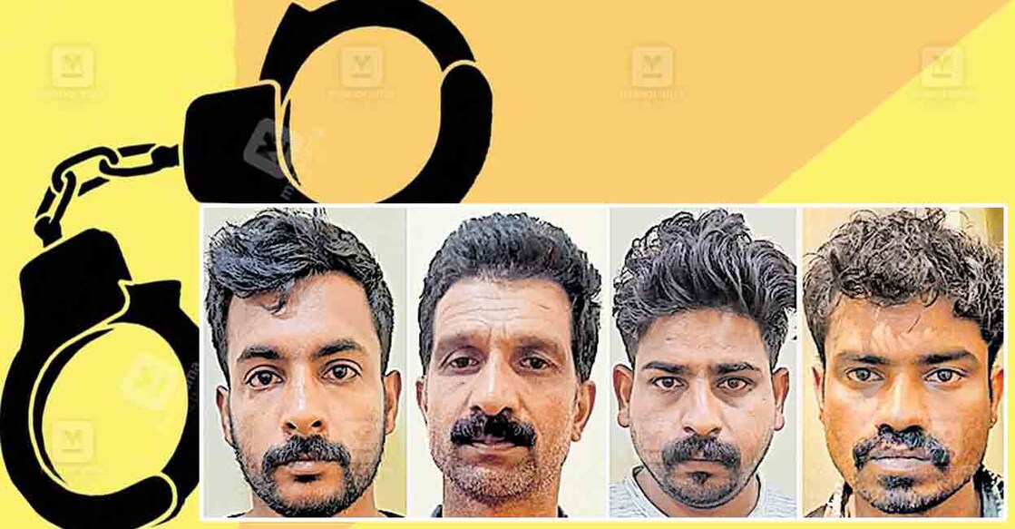 കൊലപാതകക്കേസിൽ അമ്പലവയൽ പൊലീസ് അറസ്റ്റ് ചെയ്ത പ്രശാന്ത്, ജോജോ, കെ.ആർ.പ്രജിൽദാസ്, വിനോദ് എന്നിവർ.  
