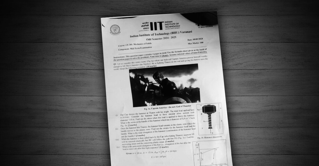 Avengers Endgame IIT Varanasi Question Paper Photo Credit : @mr_deepak05 / X Platform