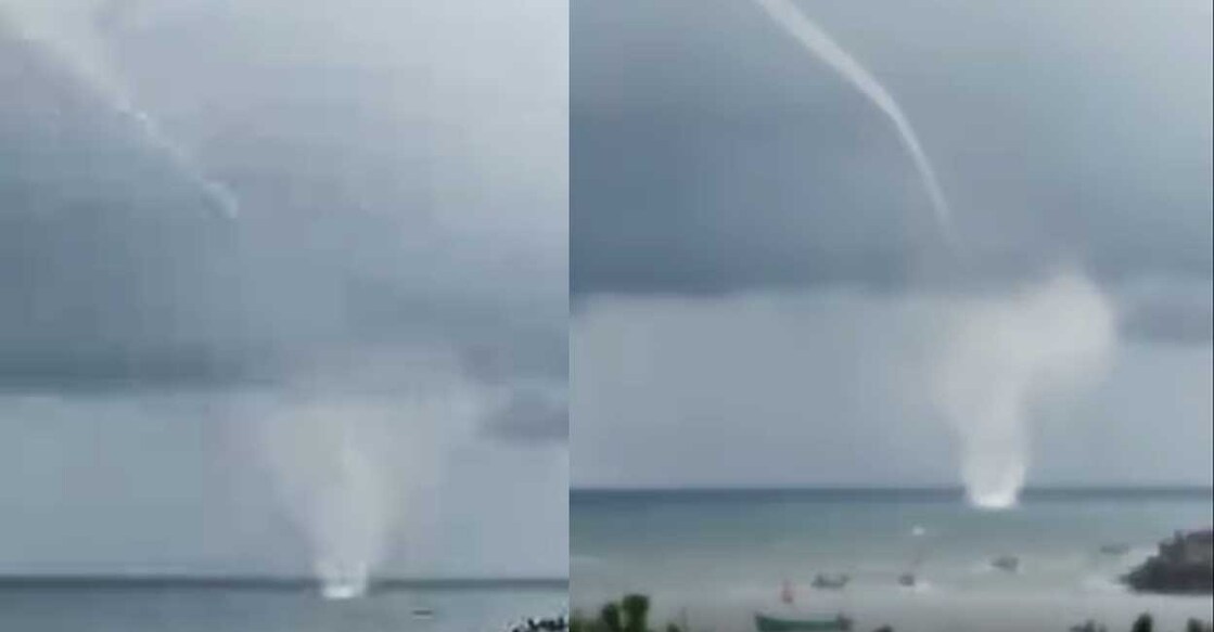 waterspout വിഴിഞ്ഞത്തുണ്ടായ ജലസ്തംഭം (Photo:Facebook/Rajeevan Erikkulam)