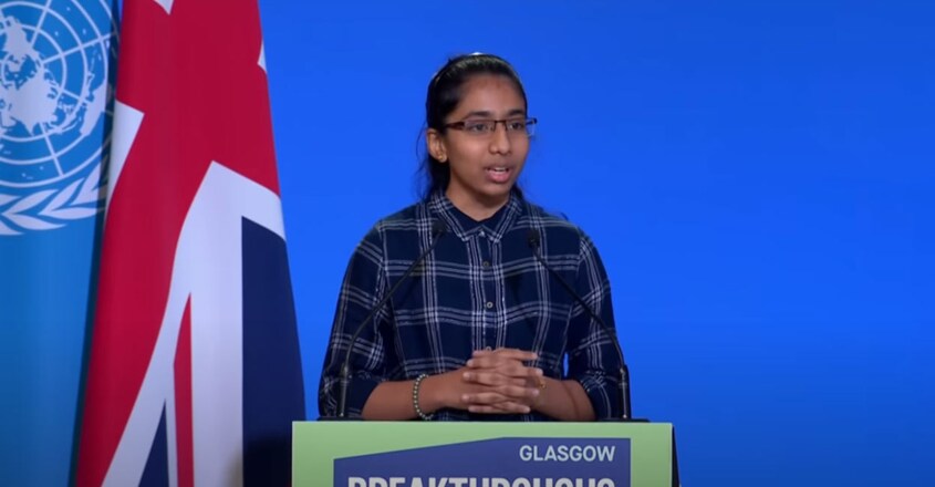 Vinisha Umashankar, 14, delivered a powerful speech at the Glasgow COP26 conference