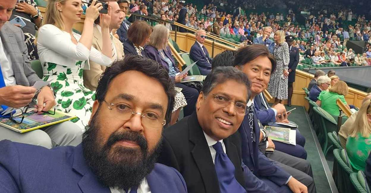 Mohanlal Shares Selfies from Wimbledon