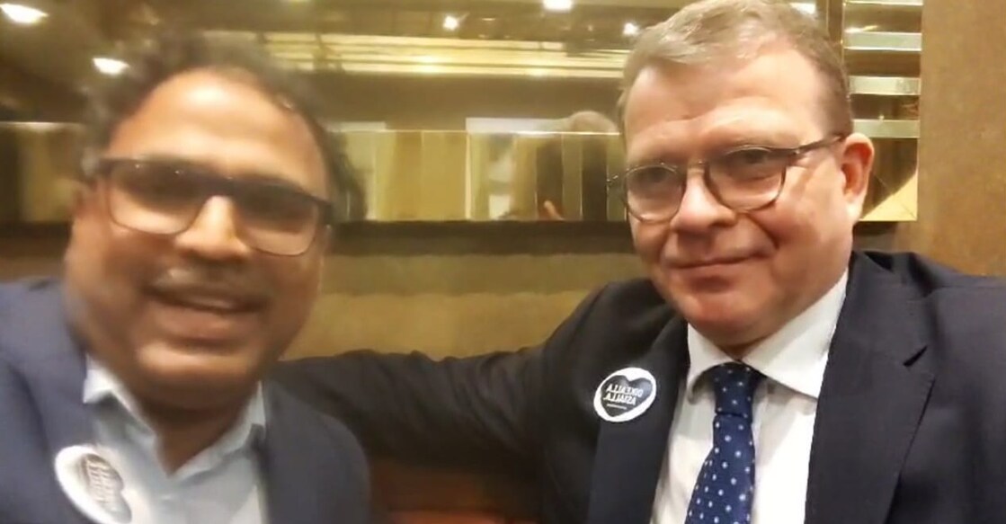 finland-malayali-association-president-shamir-kanthil-met-prime-minister-petteri-orpo ഷമീര് കണ്ടത്തില് പ്രധാനമന്ത്രി പെട്രി ഓര്പോയുമായി കൂടിക്കാഴ്ച നടത്തിയപ്പോൾ. ചിത്രം: സ്പെഷൽ അറേഞ്ച്മെന്റ്